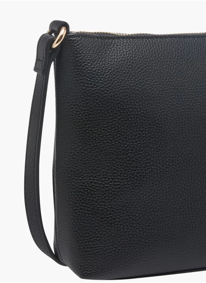 Celeste Women Textured Crossbody Bag with Adjustable Strap and Zip Closure