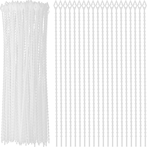 Saisn 100 Pack Beaded Cable Ties Fasteners Adjustable Zip Ties Ultra Strong Reusable Wire Ties Durable Plastic Zip Straps Flexiable White Beads Loop Twist Ties 7 Inch - Image 1