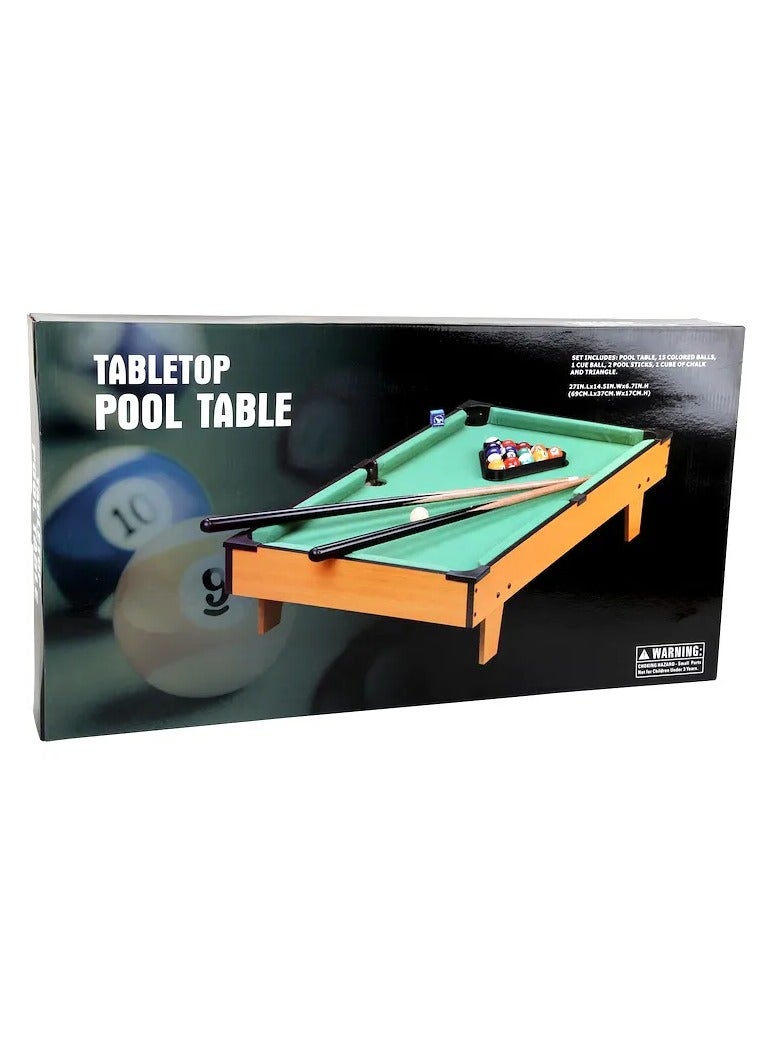 Generic Mini Pool Table Wooden Tabletop Billiard Game Set With Chew Sticks Balls And Accessories For Home Office And Kids Entertainment  - Image 5