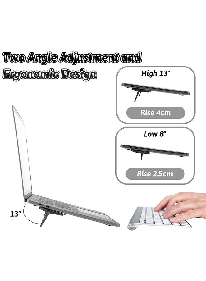 فانجو 4PCS Mini Portable Keyboard Riser,  Dual-angle tilt adjustment, Self-adhesive Invisible Laptop Stand (BLACK AND SILVER) - Image 3