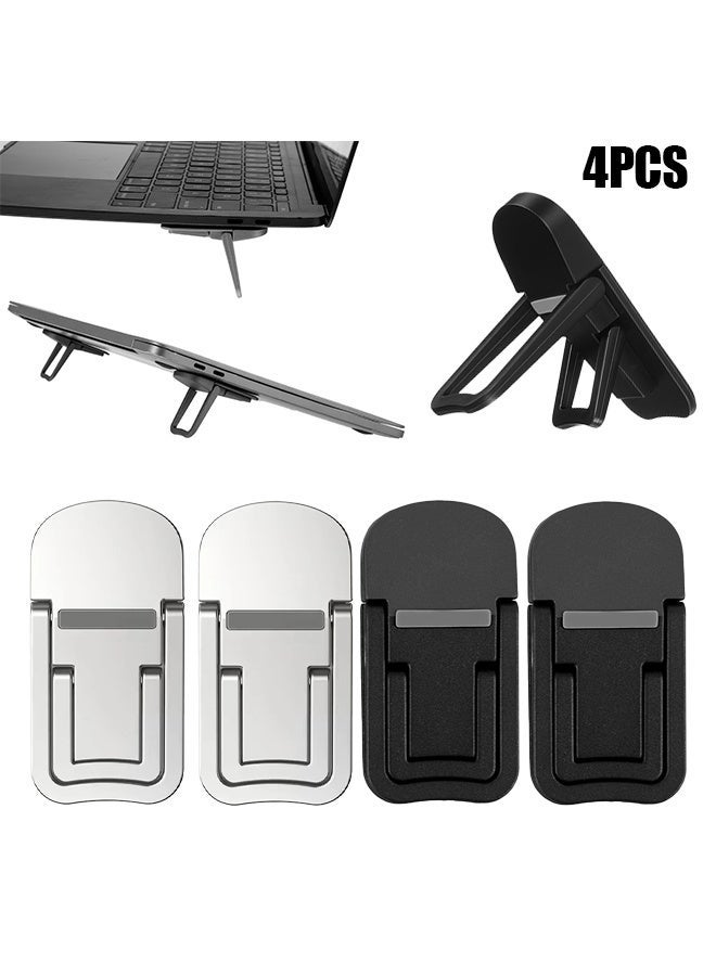 فانجو 4PCS Mini Portable Keyboard Riser,  Dual-angle tilt adjustment, Self-adhesive Invisible Laptop Stand (BLACK AND SILVER) - Image 1