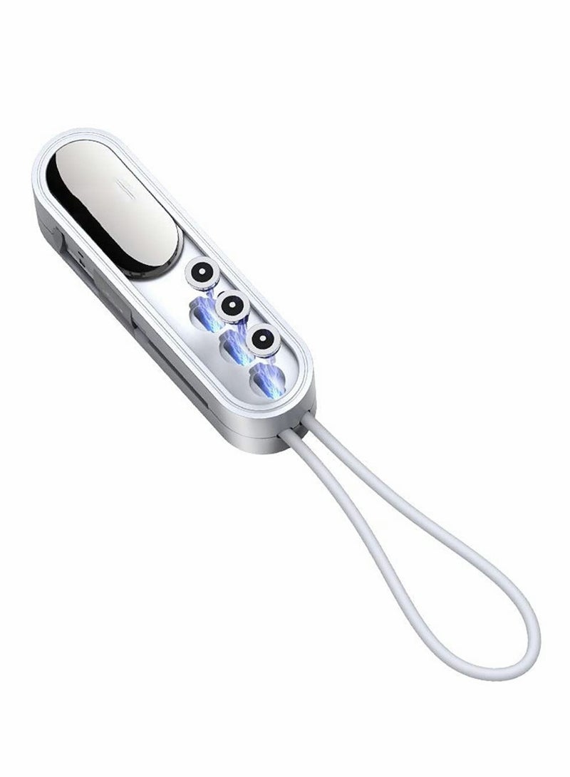 3-in-1 Magnetic Charging Cable with Night Light  Phone Holder - Retractable USB Data Cable for iOS  Android (White) - Image 1