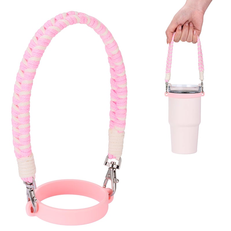 Soledea Water Bottle Handle Strap Compatible with Owala & Stanley Cups, Hand-Woven Lanyards Silicone Water Bottle Sling, Carrier, Holder with Strap - Image 1