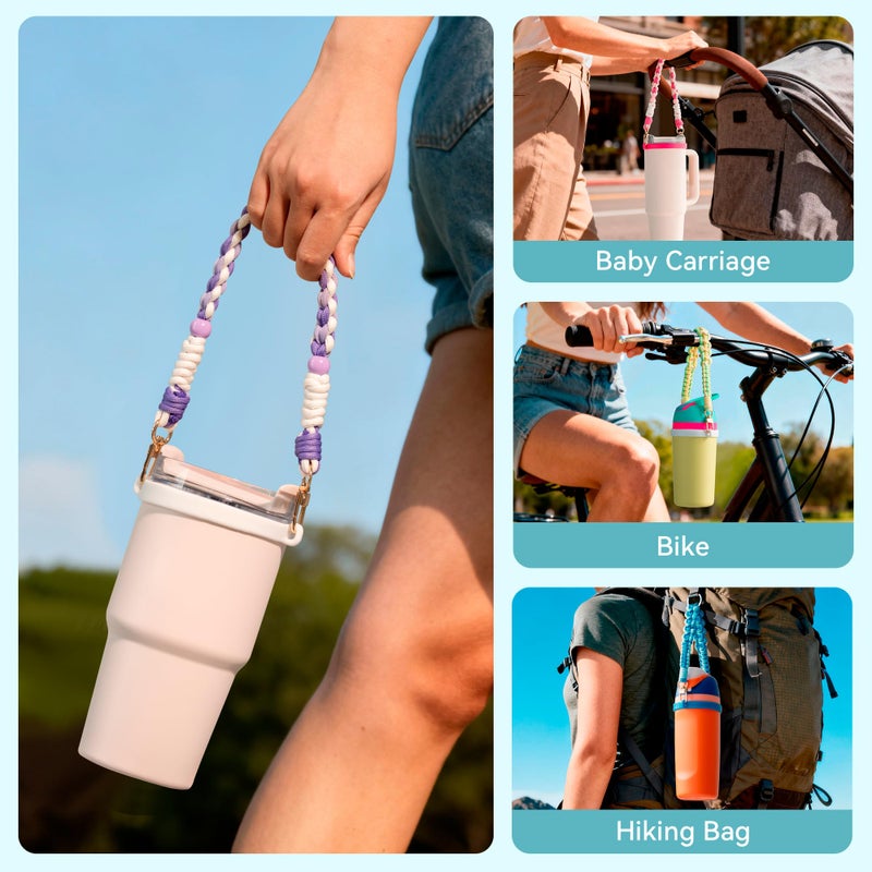 Soledea Water Bottle Handle Strap Compatible with Owala & Stanley Cups, Hand-Woven Lanyards Silicone Water Bottle Sling, Carrier, Holder with Strap - Image 2