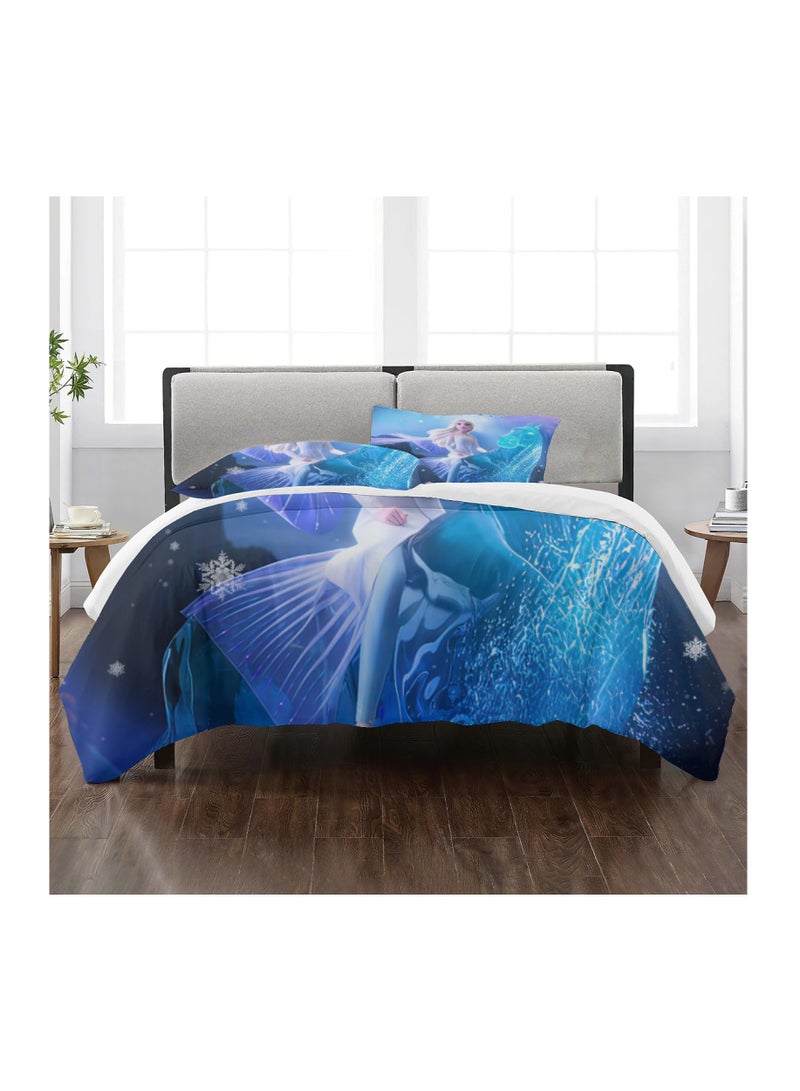 Frozen pattern bedding three-piece set of soft microfiber polyester sheets including duvet cover and two pillowcases (cover size 150cmX200cm) - Image 4