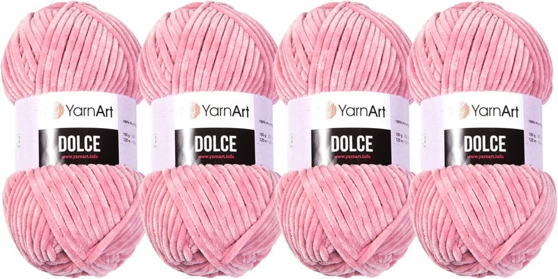 YarnArt Yarn Art Dolce Yarn 100 MicroPolyester Velvet Blanket Amigurumi Super Bulky 6 Baby Chenille Yarn 769DARK Pink 2 Skein - Image 1