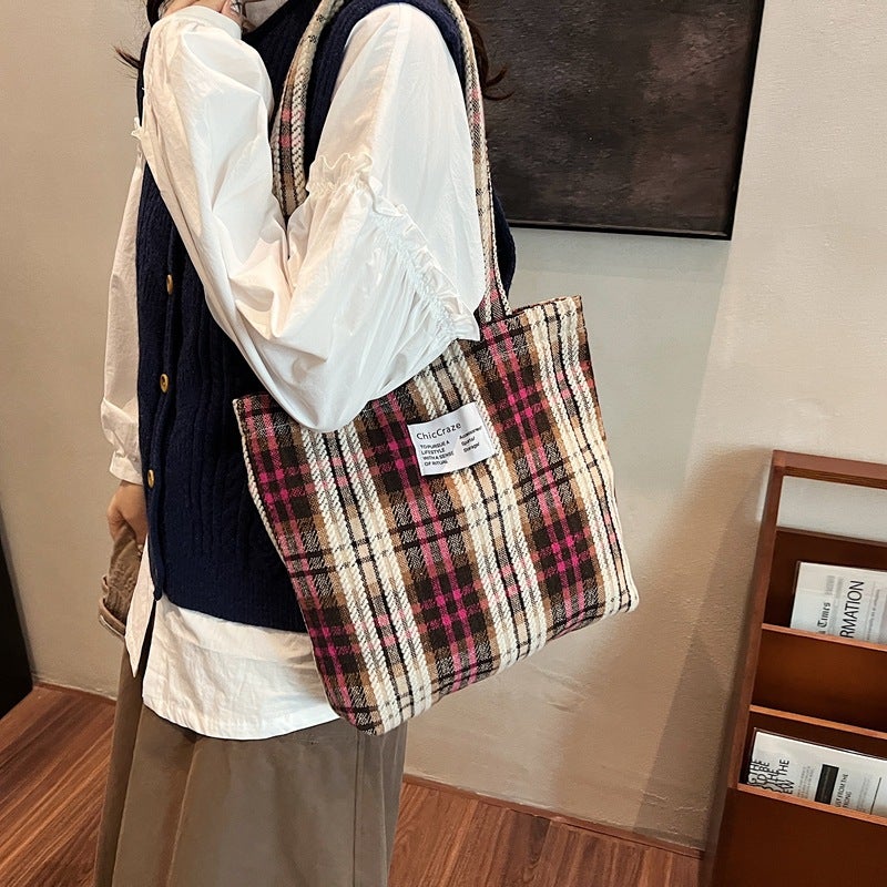 2024 Woolen Bag Women'S Large Capacity New Casual Shoulder Cloth Bag Portable Commuter Tote Bag - Image 4