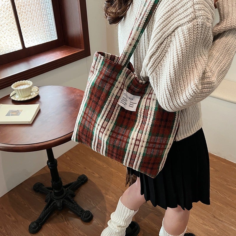 2024 Woolen Bag Women'S Large Capacity New Casual Shoulder Cloth Bag Portable Commuter Tote Bag - Image 3