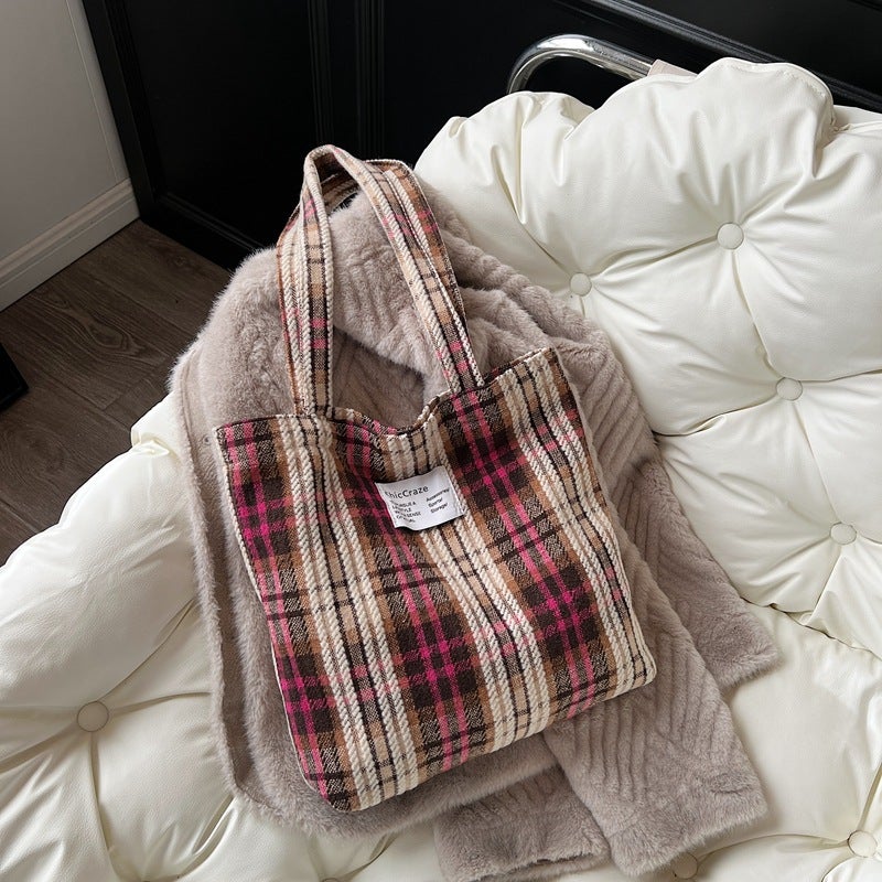 2024 Woolen Bag Women'S Large Capacity New Casual Shoulder Cloth Bag Portable Commuter Tote Bag - Image 2