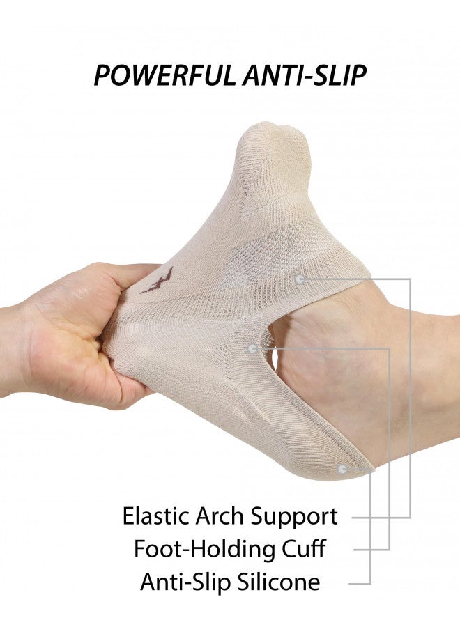 Pro Mountain Pro Mountain No Show Socks Size S Beige 4 Pack Women Cotton Cushion Footies Liner Sneakers Workout Loafer Footies Flats US Shoe 6-8 - Image 1