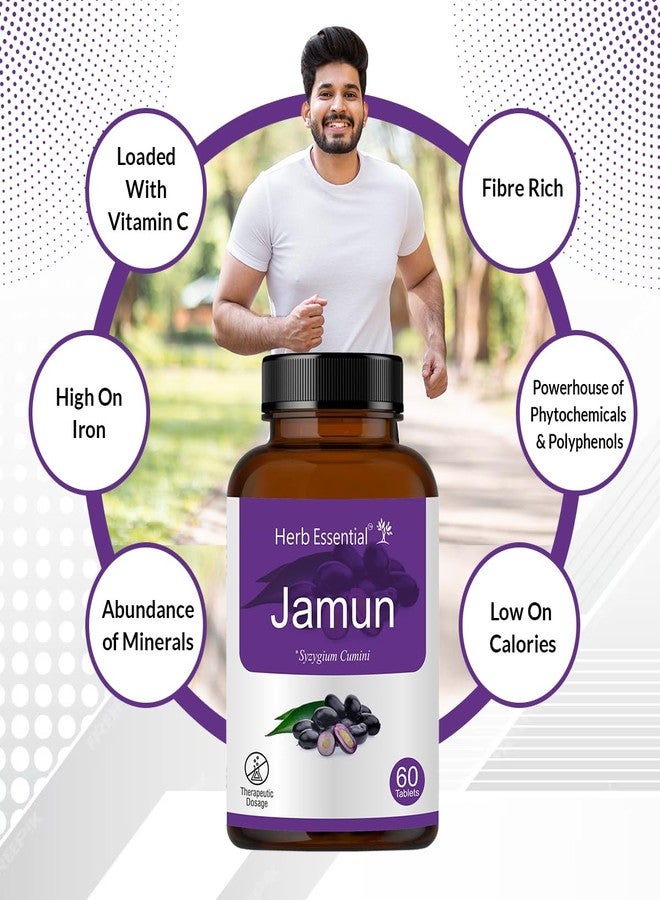 Herb Essential Jamun Tablets 500mg – 60 Count | 100% Pure Syzygium Cumini Seed Extract | Supports Blood Sugar Control, Liver Health & Digestion | Rich in Antioxidants | Ayurvedic Supplement - Image 3