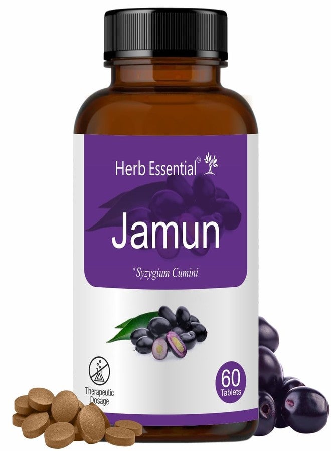 Herb Essential Jamun Tablets 500mg – 60 Count | 100% Pure Syzygium Cumini Seed Extract | Supports Blood Sugar Control, Liver Health & Digestion | Rich in Antioxidants | Ayurvedic Supplement - Image 1