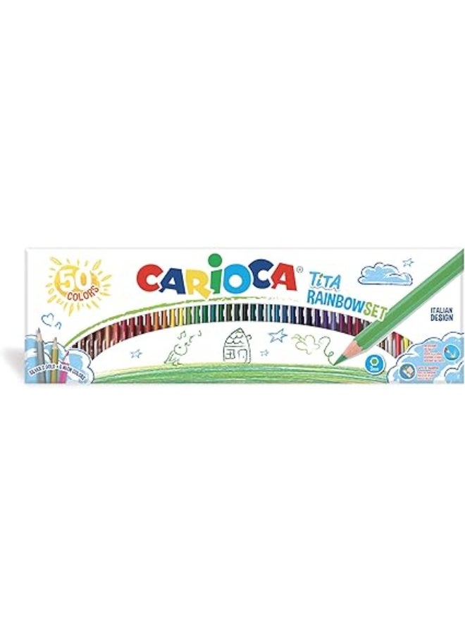 كاريوكا أقلام تلوين جامبو للأطفال من كاريوكا - حبر فائق الغسل، برأس مدبب، رأس عريض، أسطوانة مثمنة كبيرة، خالية من الغلوتين، صنع في إيطاليا (علبة من 50 قلم رصاص) - Image 1