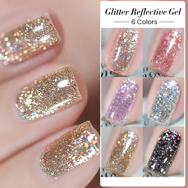 Born Pretty Glitter Gel Nail Polish, 6 Colors, Sparkle, Shiny, Disco Shine, UV Gel Nail Art Varnish, Manicure, DIY - Image 5