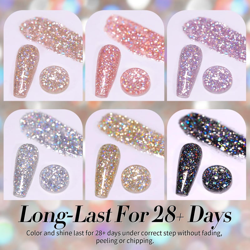 Born Pretty Glitter Gel Nail Polish, 6 Colors, Sparkle, Shiny, Disco Shine, UV Gel Nail Art Varnish, Manicure, DIY - Image 3