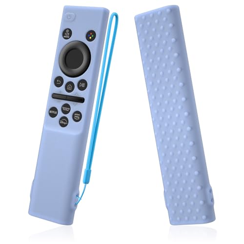 AKSHFETH Remote Cover Compatible with Samsung Remote bn59-01393/bn59-01388 Silicone Case Cover with Lanyard (Glow Blue) - Image 1