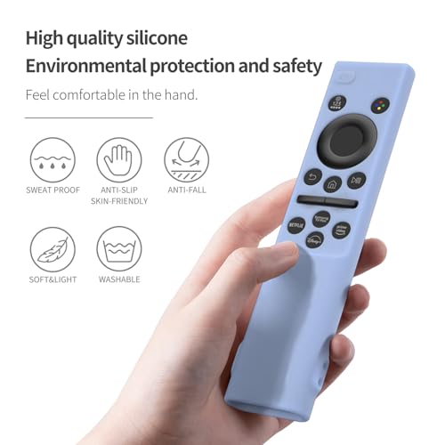 AKSHFETH Remote Cover Compatible with Samsung Remote bn59-01393/bn59-01388 Silicone Case Cover with Lanyard (Glow Blue) - Image 3