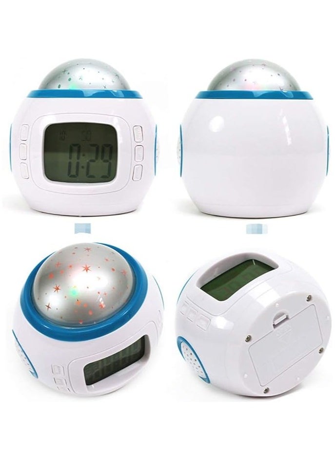 DANIM - Projection Alarm Clock, Thermometer, Music Starry Star Sky Digital Clock Snooze Function, for Home Office - Image 1
