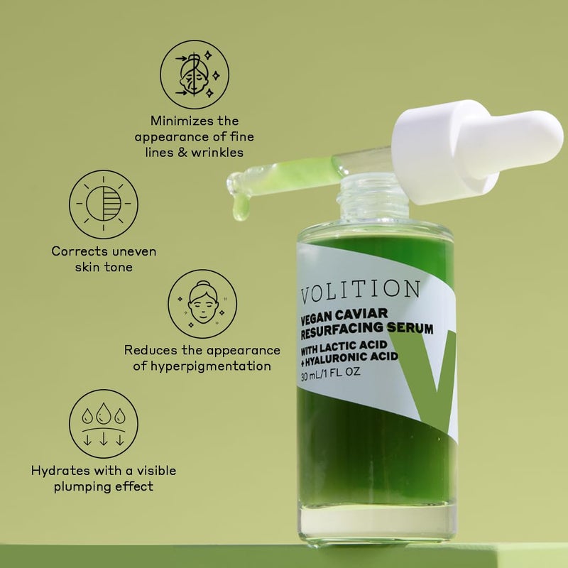 Volition Beauty Vegan Caviar Resurfacing Serum with 5 Vegan Lactic Acid Hyaluronic Acid Resveratrol Caviar Lime Sea Grape Caviar Reveals a Smoother Radiant Complexion Gently Exfoliates - Image 4