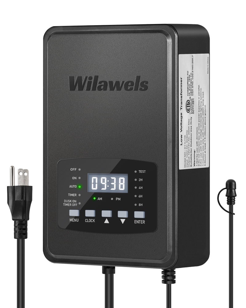 WILAWELS 200W Low Voltage Landscape Transformer, Weatherproof Outdoor Low Voltage Transformer, 120V AC to 12/14V AC, Landscape Lighting Transformer with Timer and Photocell Sensor, ETL Listed D11LT06 - Image 1