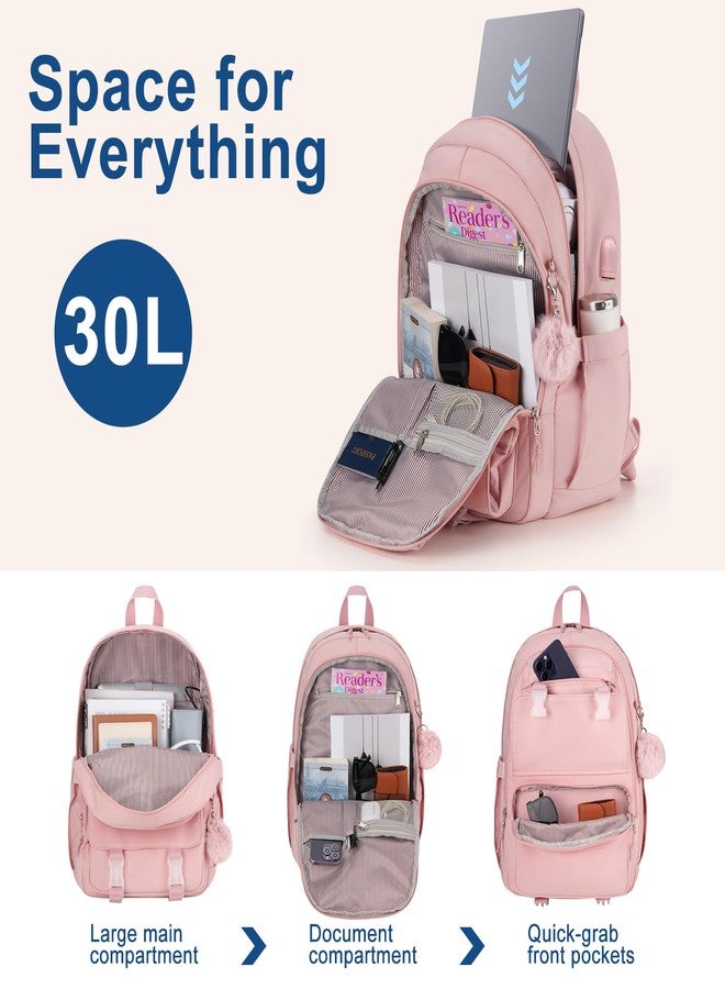 WINDARS Backpack for School, Casual Cute Backpack Aesthetic College Bookbag Lightweight Backpacks for Teen Girls Boys, Pink-2, 15.6 inch - Image 2