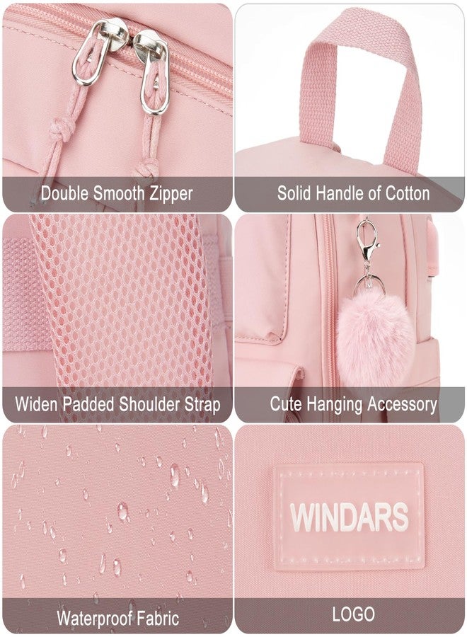 WINDARS Backpack for School, Casual Cute Backpack Aesthetic College Bookbag Lightweight Backpacks for Teen Girls Boys, Pink-2, 15.6 inch - Image 4