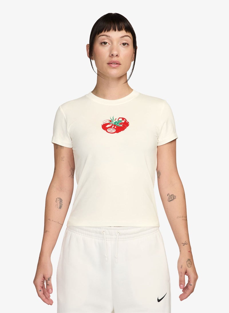 Nike Nsw Chill Knitted Modern Cropped Tomato T-Shirt - Image 1