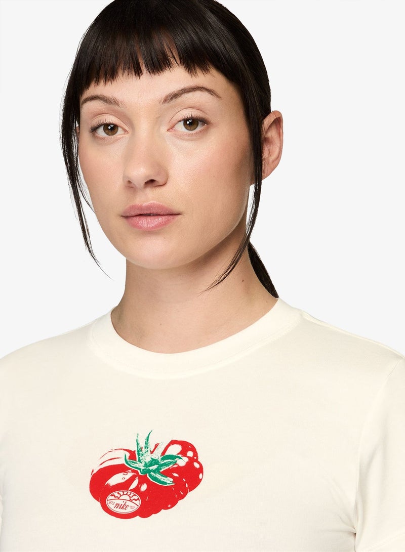 Nike Nsw Chill Knitted Modern Cropped Tomato T-Shirt - Image 2