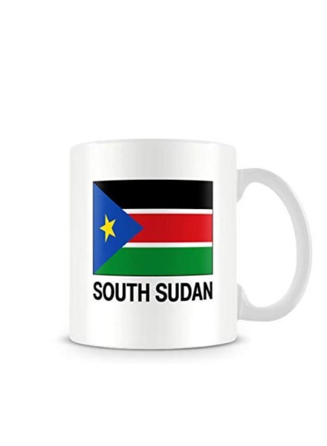RYN South Sudan Flag Printed Ceramic Coffee Mug, 9.6cm Height - Image 1
