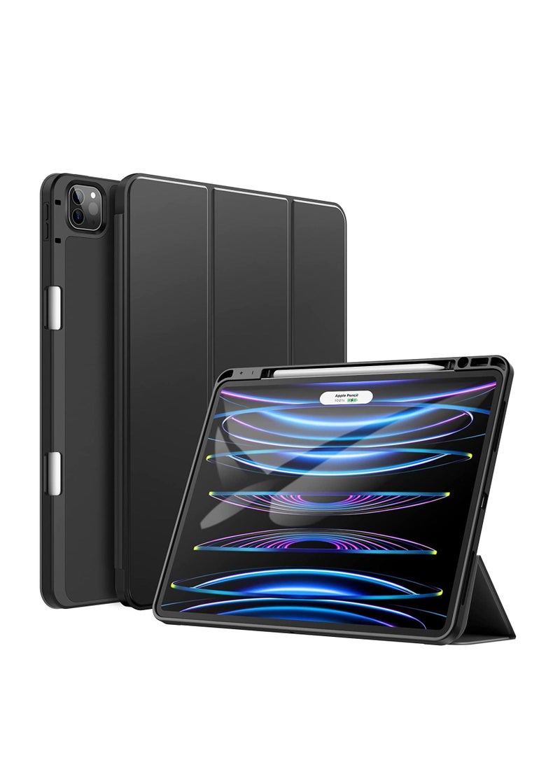 Generic Magnetic Case for iPad Pro 12.9 Inch 2022 2021 6th 5th 4th Generation Pencil Holder Leather  Cover Auto Wake/Sleep Black  - Image 2