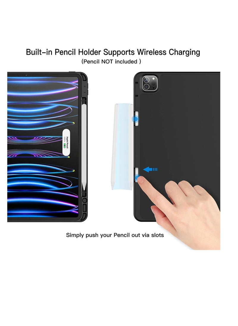Generic Magnetic Case for iPad Pro 12.9 Inch 2022 2021 6th 5th 4th Generation Pencil Holder Leather  Cover Auto Wake/Sleep Black  - Image 5