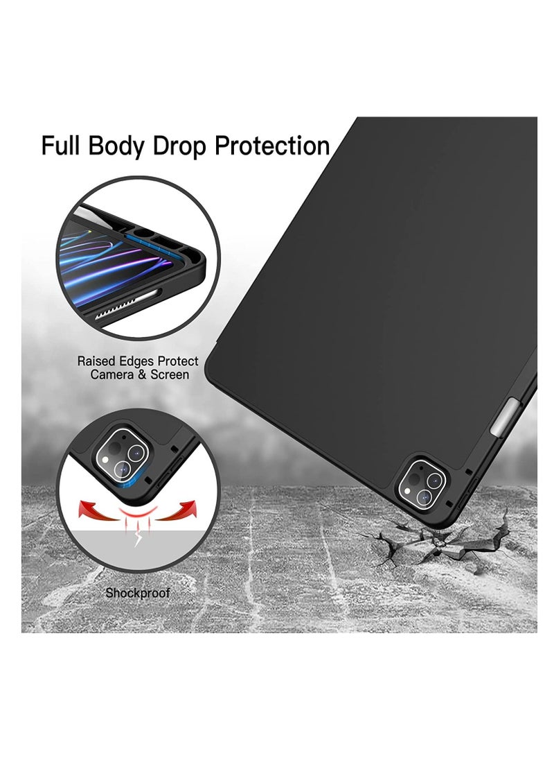 Generic Magnetic Case for iPad Pro 12.9 Inch 2022 2021 6th 5th 4th Generation Pencil Holder Leather  Cover Auto Wake/Sleep Black  - Image 4