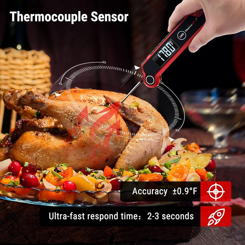 ThermoPro ترمومتر لحوم رقمي TP620 لقراءة فورية، ترمومتر طهي مع شاشة LCD كبيرة تدور تلقائيًا، ترمومتر طعام مقاوم للماء رقمي للمطبخ، الشواء، أو الشواية - Image 4