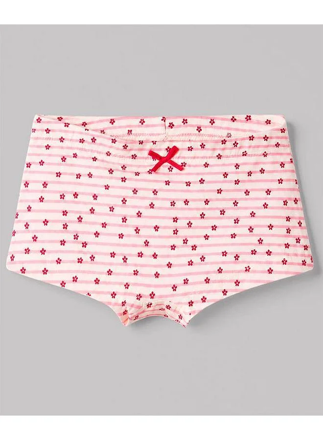 Pine Kids Pine Kids Cotton Elastane Knit Floral Printed Panties (Pack of 3) - Red/Pink