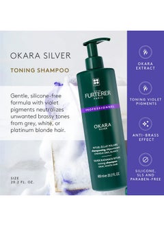 Rene Furterer Okara Silver Toning Shampoo Purple Shampoo For Blonde White Grey Silver Pastel Hair Pump 20.2 Oz.  - Image 3