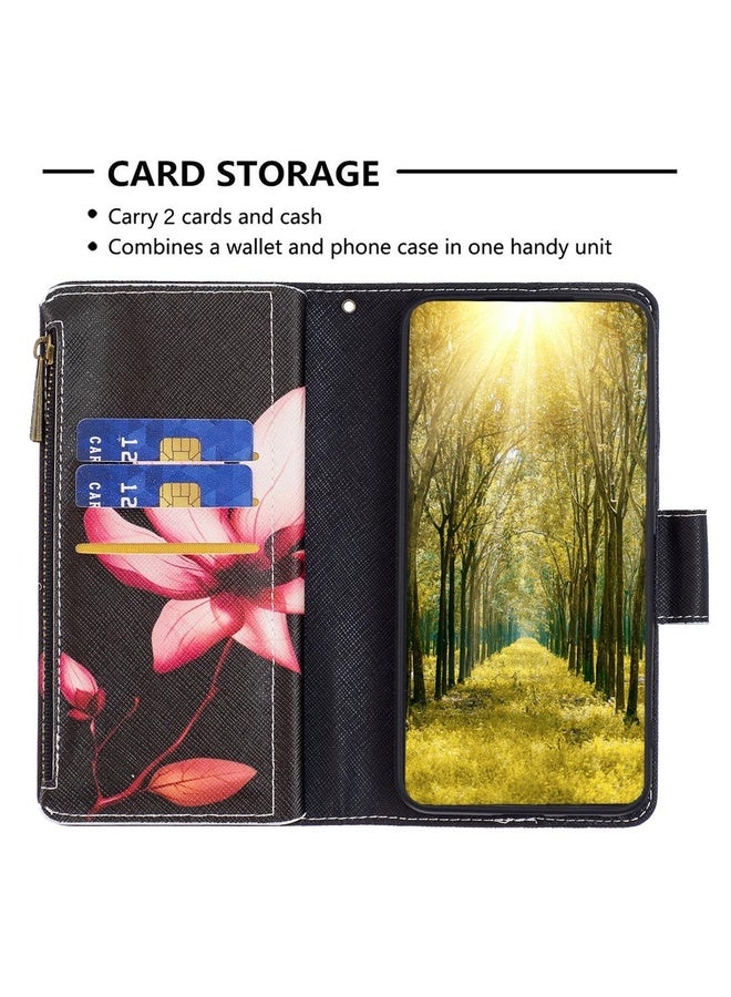 HuHa For Motorola Moto G42 4G Colored Drawing Pattern Zipper Leather Phone Case(Lotus)  - Image 5