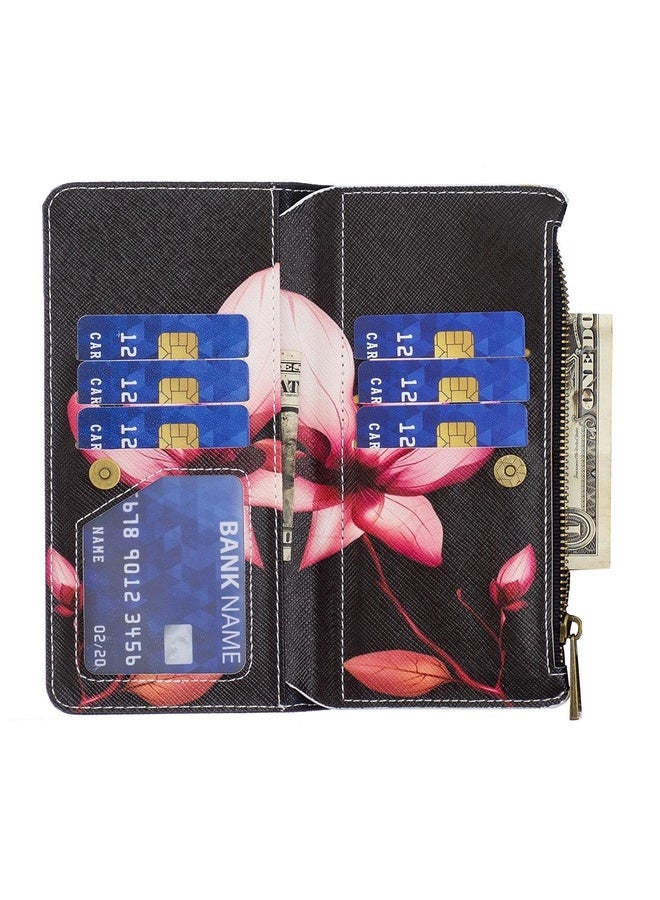 HuHa For Motorola Moto G42 4G Colored Drawing Pattern Zipper Leather Phone Case(Lotus)  - Image 4