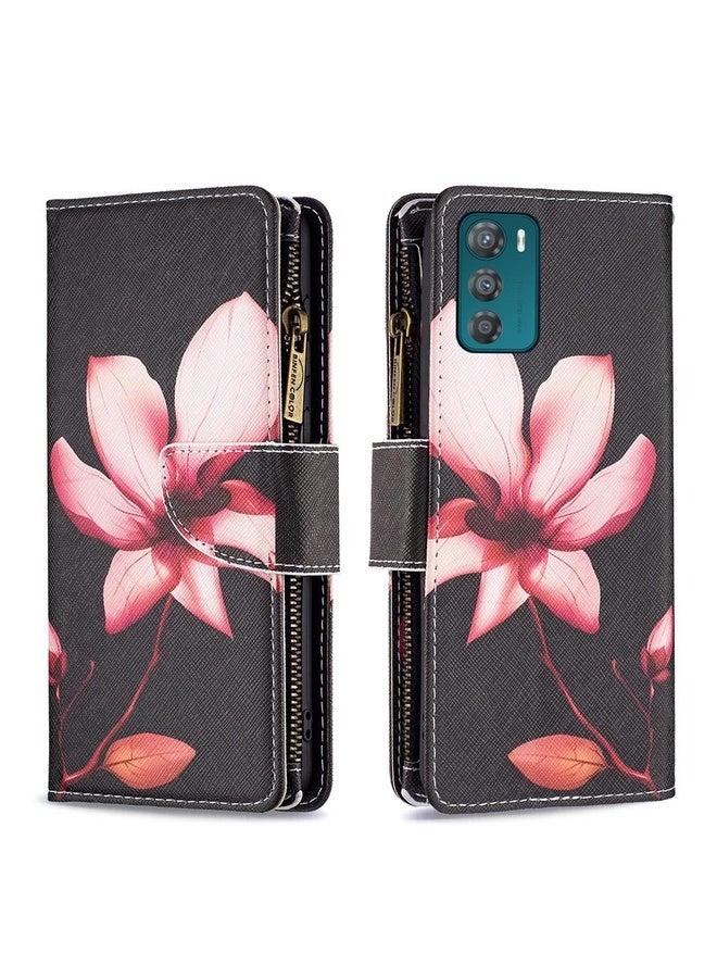 HuHa For Motorola Moto G42 4G Colored Drawing Pattern Zipper Leather Phone Case(Lotus)  - Image 1