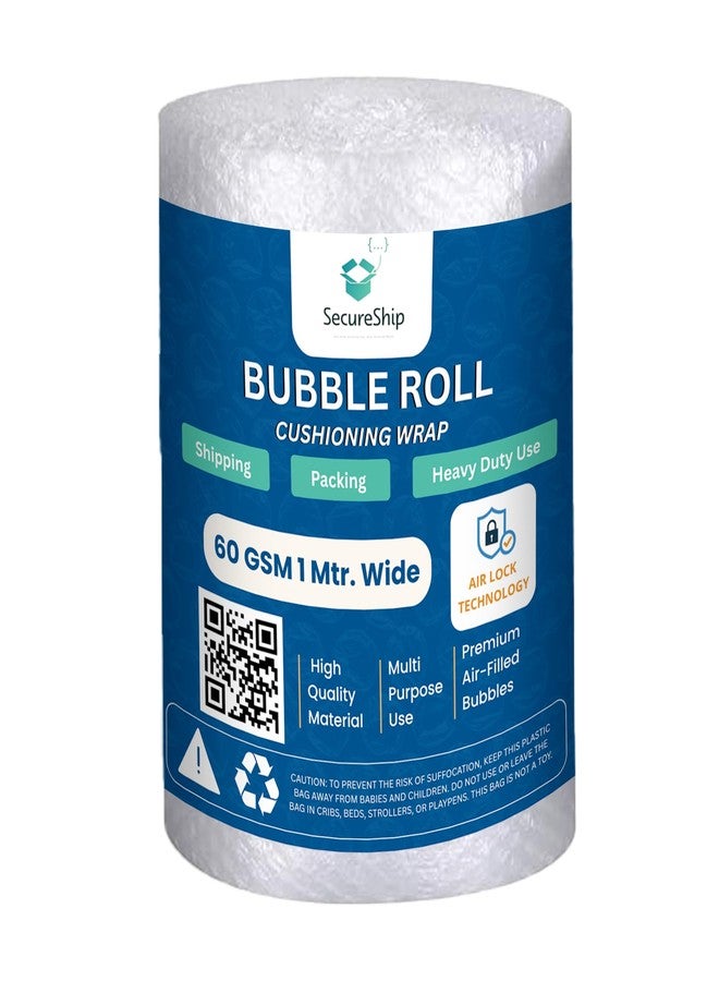 SecureShip 60 Gsm 1 FT (12 Inch) Wide Protective Bubble Wrap Roll for Safe Shipping and Packaging (50 Meter x 160 FT) - Image 1