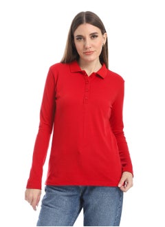 Andora Pique Patterned Polo Shirt_Red  - Image 1