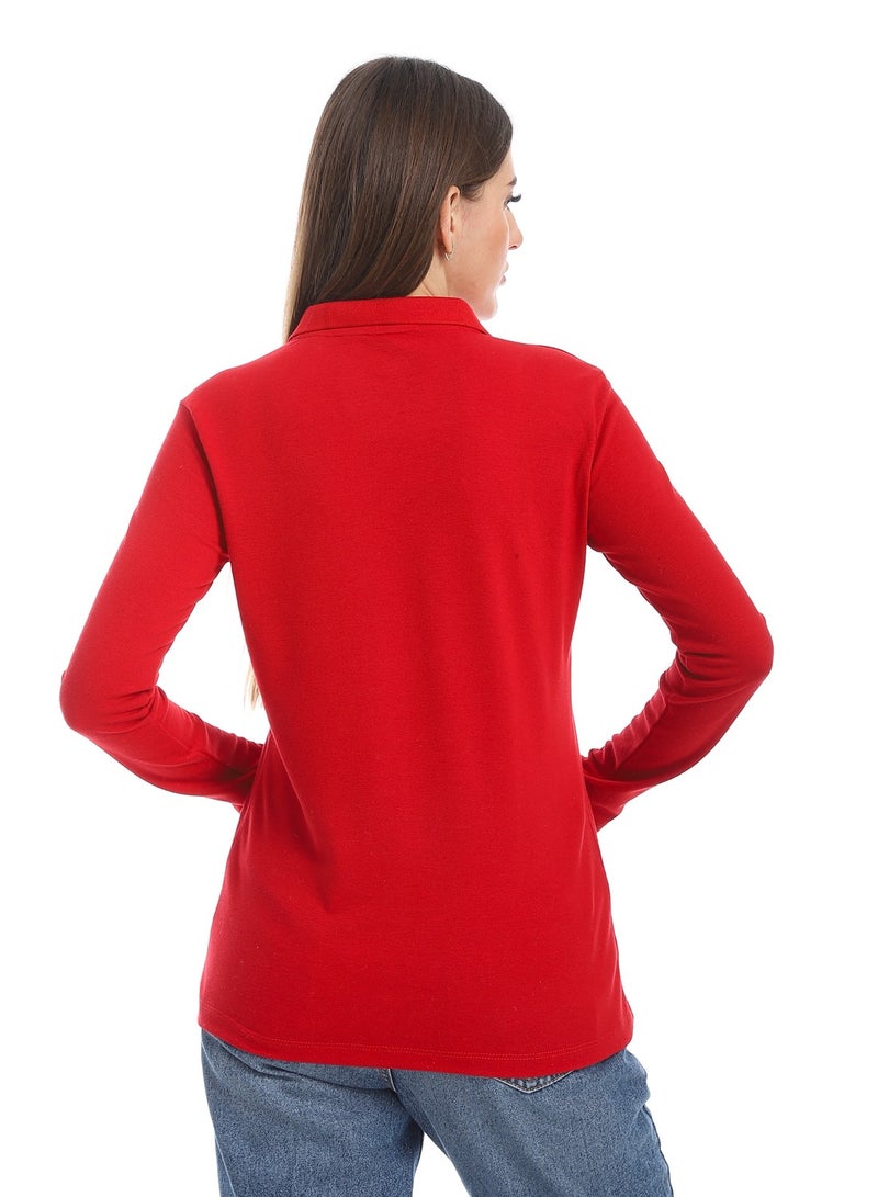 Andora Pique Patterned Polo Shirt_Red  - Image 3