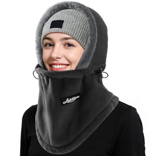 Clothclose Fleece Balaclava Winter Warm Ski Mask for Men and Women Breathable Face Mask Thermal Neck Warmer Windproof Hooded Scarf Cold Weather, Dark Grey - Image 1