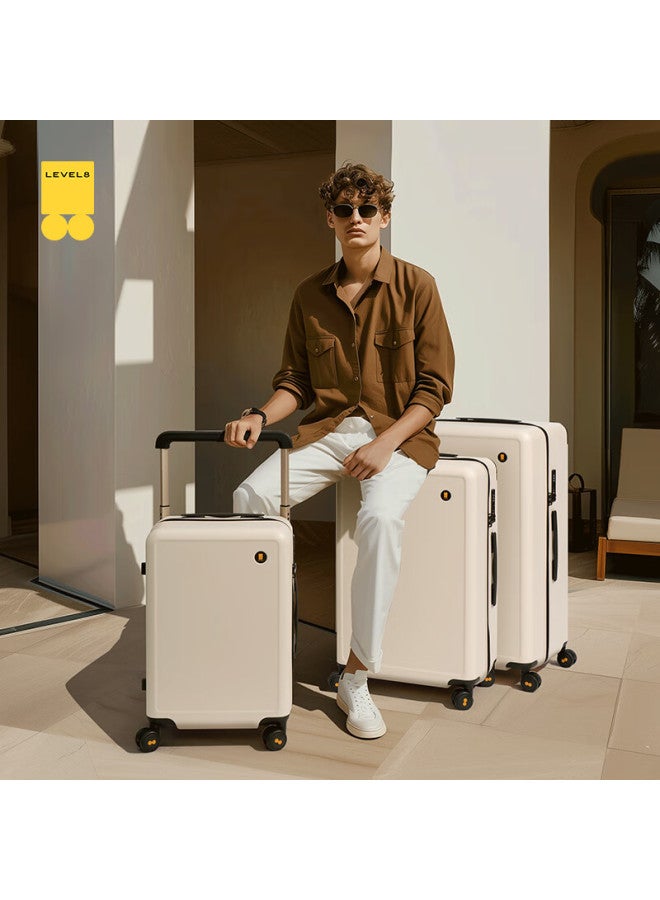 Level8 24-inch Wide Pull-rod Suitcase For Men And Women, Checked Password Box With Universal Wheel, Yuexiangjia Series In Apricot Color - Image 1