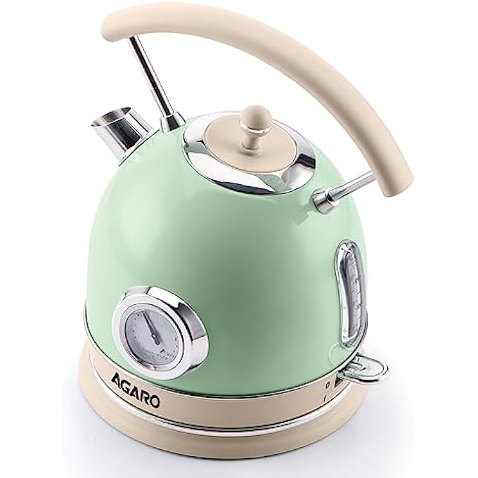 AGARO Regency Vintage Kettle 18L With Temperature Gauge Hot Water Boiler  Tea Heater With Curved Handle Visible Water Level Line Led Light Auto ShutOff  BoilDry Protection Green - Image 1