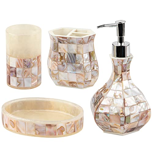 Milano Soap Dish for Bathroom  Decorative Dry Bar Holder Finished in Beautiful Mother of Pearl  Durable Resin Design  Best Dishes for SinkBathShowerBathtub Decor