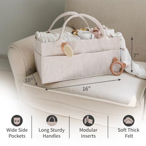 PUTSKA Baby Diaper Caddy Organizer Nursery Storage Basket for Diaper Station Baby Basket Shower List and Registry Gift MustHaves Newborn Essentials Nursery Decor for Boy or Girl Mocha XL - Image 3