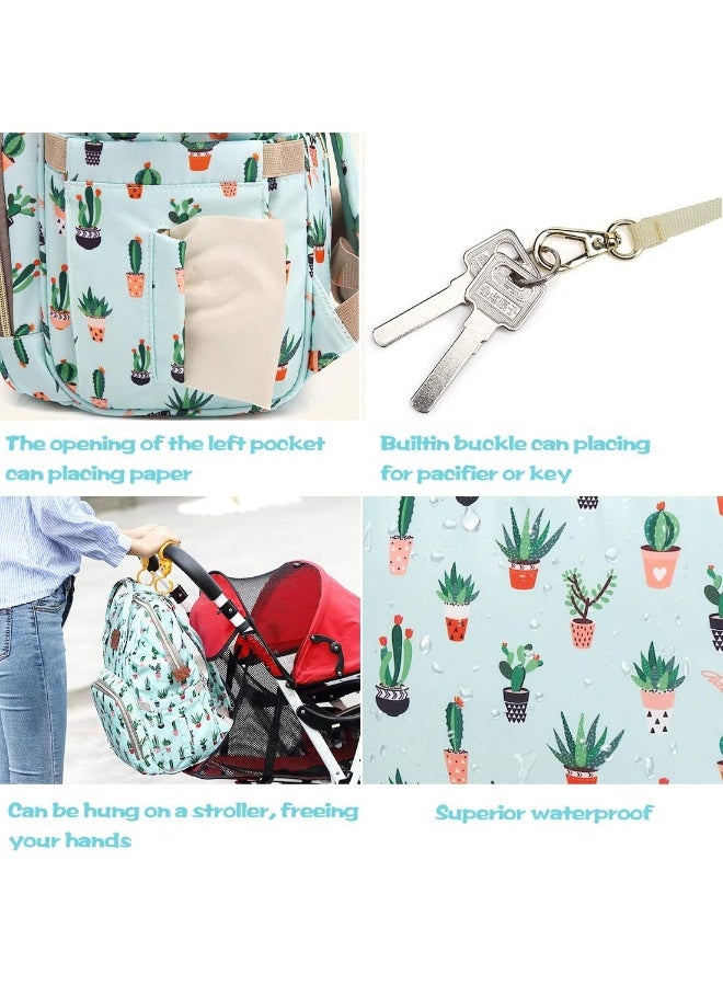 MCWTH Green Changing Bag Nappy Backpack Set for Baby Girls Mum - Image 5