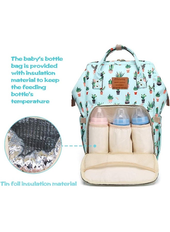 MCWTH Green Changing Bag Nappy Backpack Set for Baby Girls Mum - Image 2