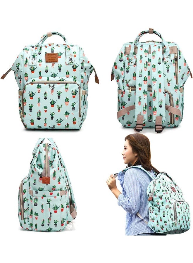 MCWTH Green Changing Bag Nappy Backpack Set for Baby Girls Mum - Image 3