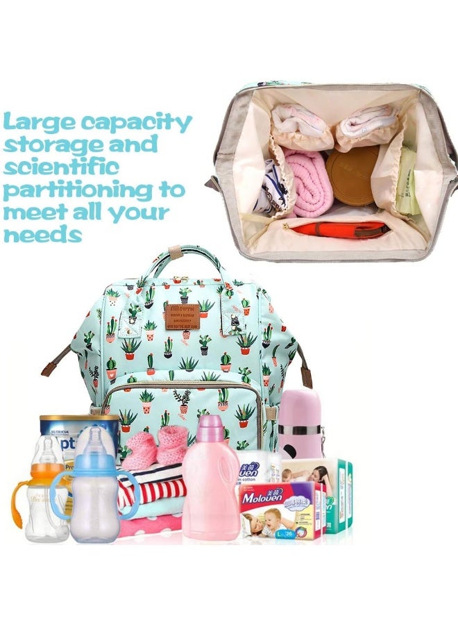 MCWTH Green Changing Bag Nappy Backpack Set for Baby Girls Mum - Image 4
